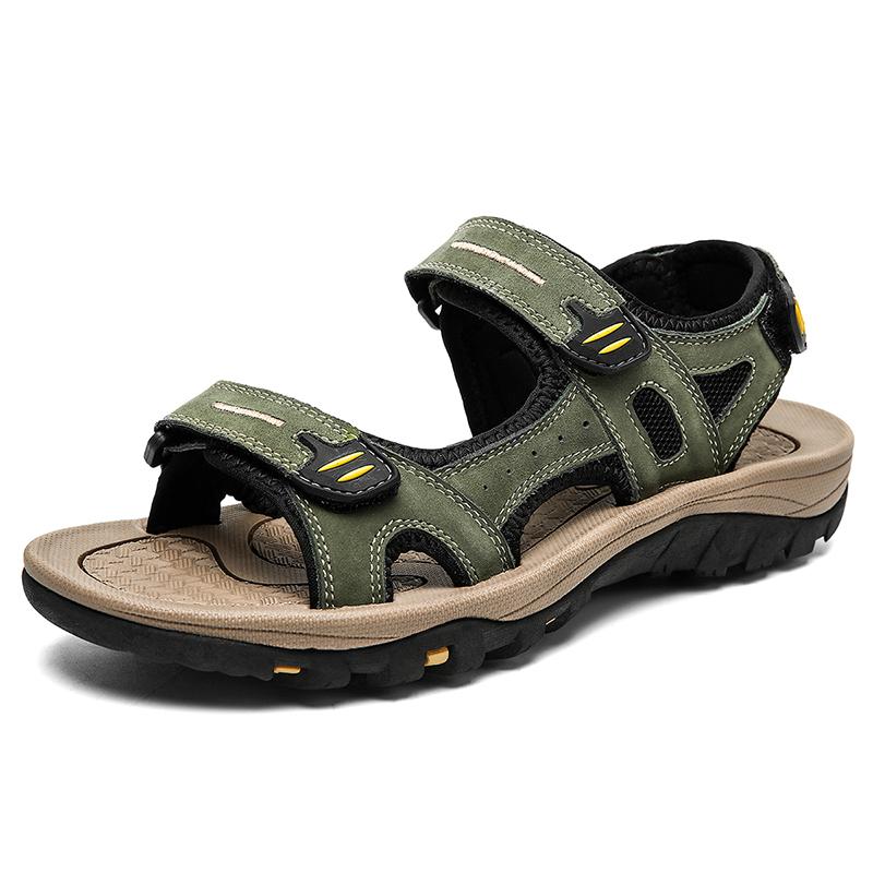 Store Ægte Læder Herre Sandaler Sommer Herre Strand Sandaler Udendørs Sandaler Til Mænd