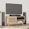 VidaXL TV Stand Brown 80x30x40cm Solid Pine Wood and Natural Rattan 345614