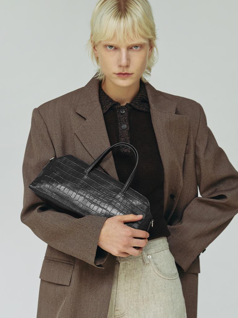 Komorebi Museum Cow Leather Edit Strap Tote & Crossbody Bag_Suede Brown L B20-2