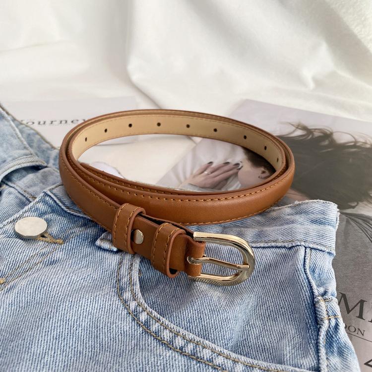 Vintage kožený pásek pro ženy Stylový džínový pásek Letní nezbytnost Všestranný tenký dekorační kalhotový pásek Ideální pro každodenní nošení