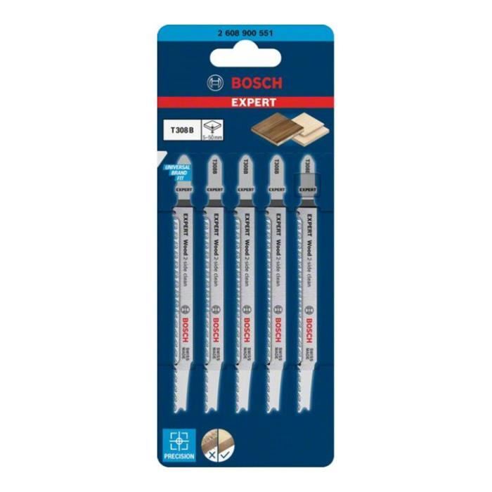 Lame de scie sauteuse - bosch - t308b - pack de 5 - acier hcs - découpe 2-side clean