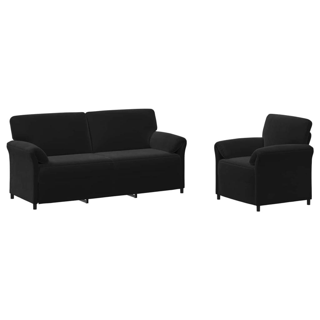 Sofa Set 2 Pcs Black Velvet