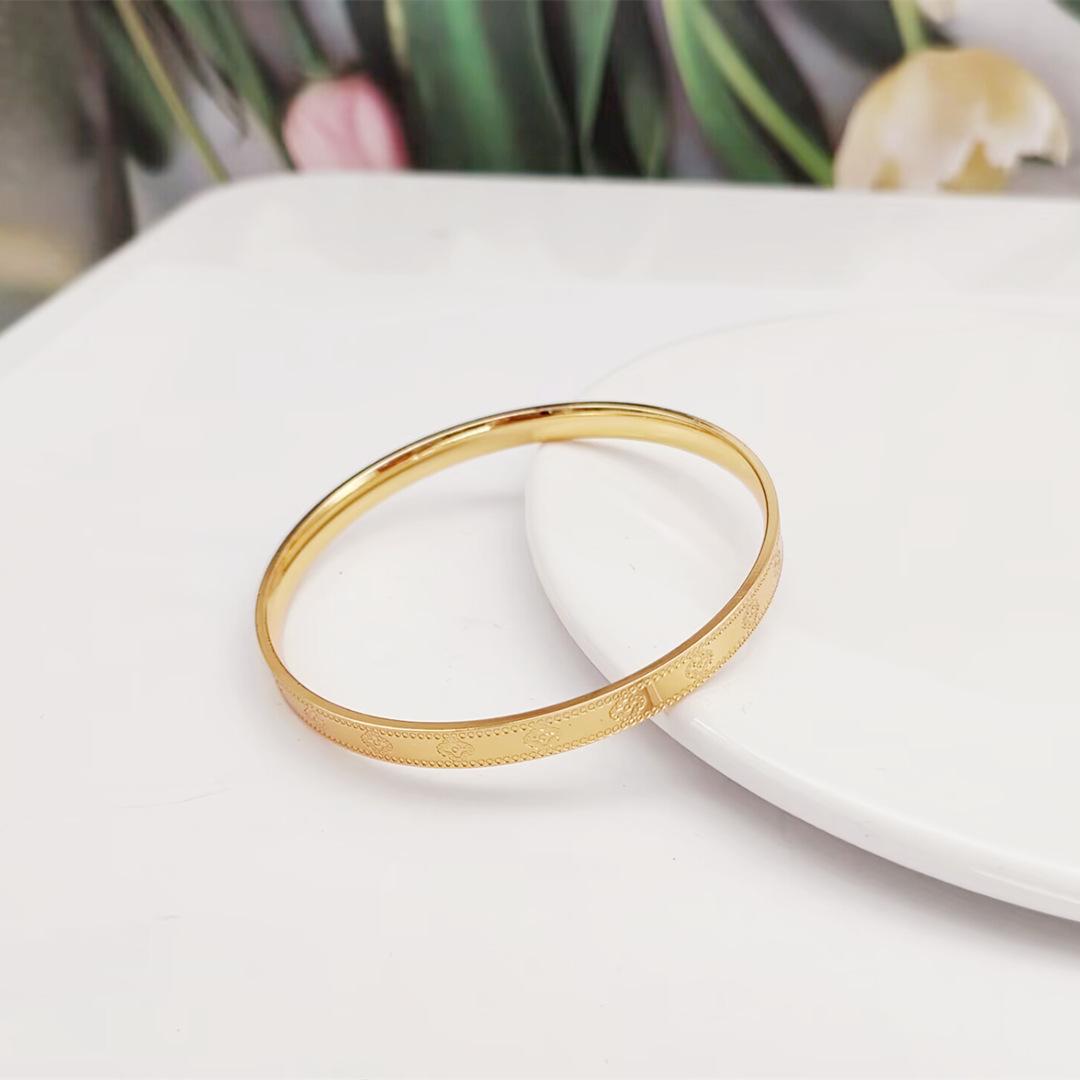 

Позолоченный браслет высокого класса, женская мода с цветочным принтом, глянцевый классический браслет с закрытым ртом 16CM