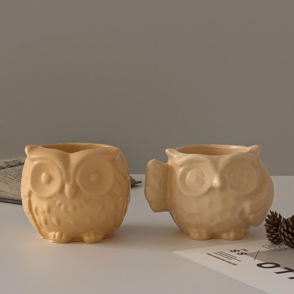 Plâtre Résine Ciment Pot de Rangement Hibou Moule en Silicone DIY Bougie Parfumée Tasse Ornement Moule