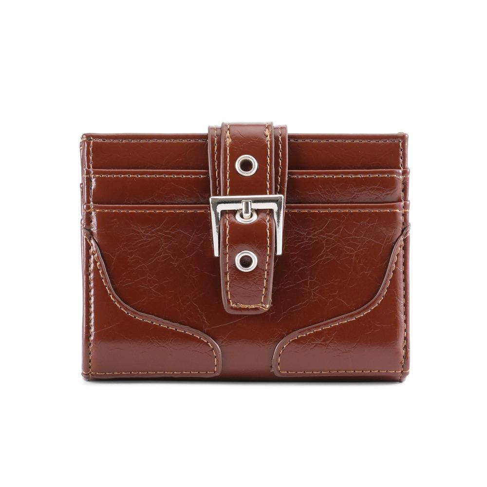 

Женский короткий кошелек в корейском стиле, ультратонкий держатель для карт из искусственной кожи, повседневный кошелек для монет, женский коричневый