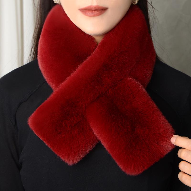 Women Winter Keep Warm Scarf Thick Fashion Faux Fur Scarves Female Outdoor Quality Faux Rabbit Fur Scarf