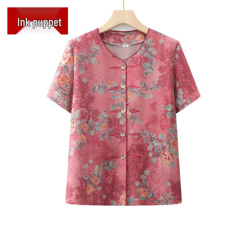 Elderly Women s Summer Short Sleeve Apparel 5XL