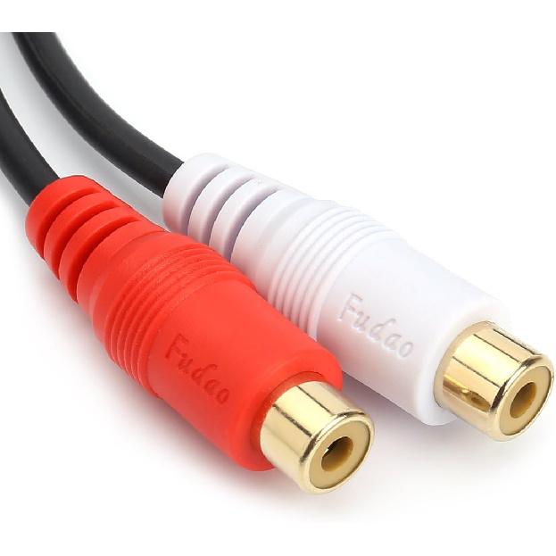 JSJ RCA (M) to 2 RCA (F) Stereo Audio Y Adapter Subwoofer Cable (24k Gold Plated) 1 Male to 2 Female Y Splitter Connectors Extension Cord