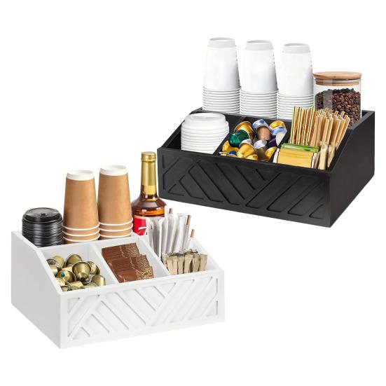 Rustic Wood Paper Plate Dispenser Utensil Holder Kitchen Organization Rack