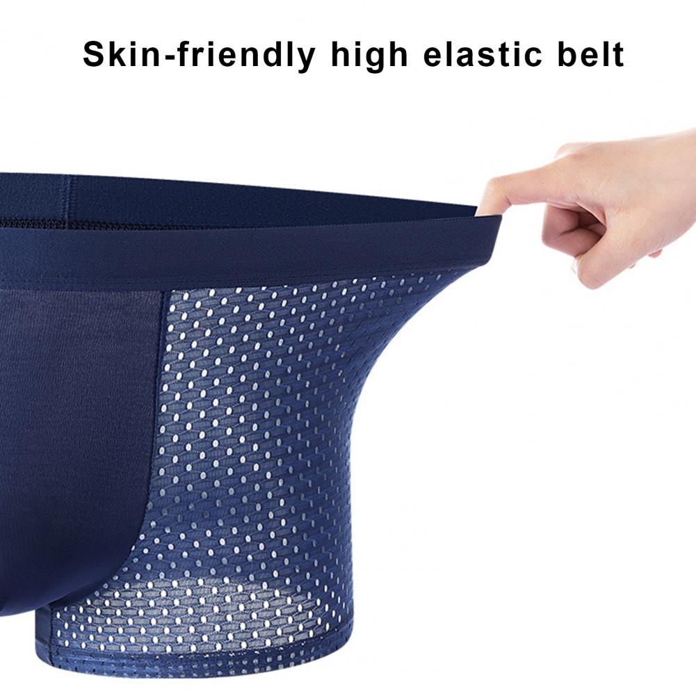 Men's Mid-Rise Ice Silk Mesh Boxer Briefs with Wide Elastic Waistband