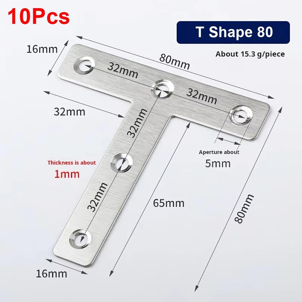 10Pcs 90° Right Angle Angle Bracket Flat Fastener Corner Bracket  Hardware Accessory