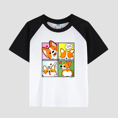 Bedrucktes Blumen-T-Shirt für Kinder mit kurzen Ärmeln, Rundhalsausschnitt, Baumwollstoff, lässiges, stylisches Mädchen-Oberteil für den Sommer
