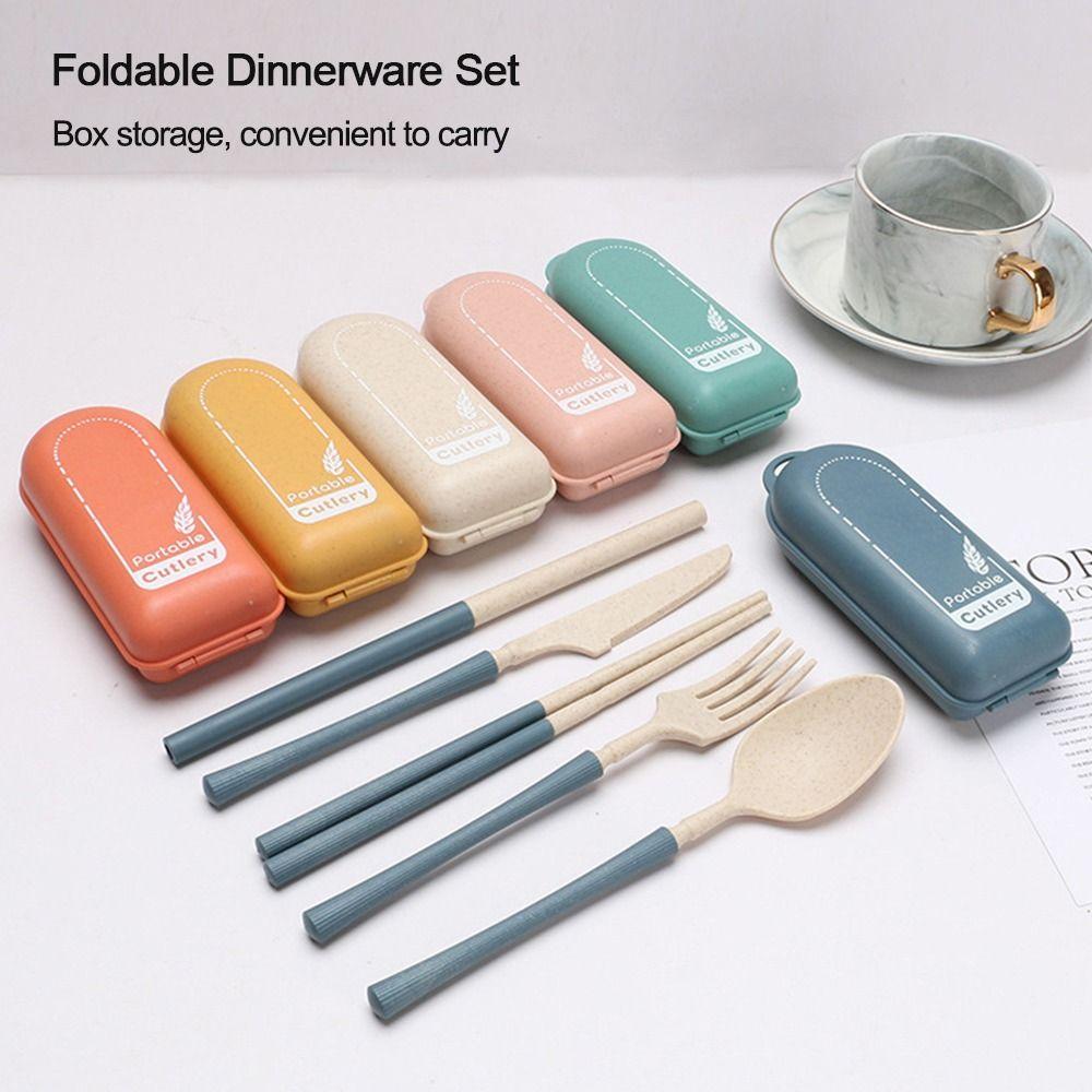Camping Outdoor Tableware Knives Fork Spoon Chopsticks Straw Set Cutlery Set Dinnerware Set