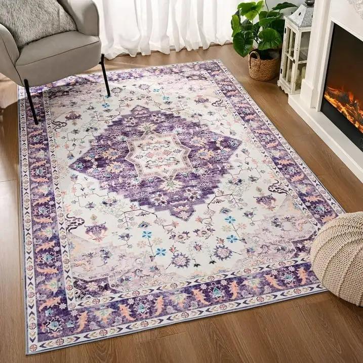Soft Boho Carpet for Living Room Bedroom Restaurant Persian Rug Large Size Area Vintage Flower for Boys Girls and Adults Mat