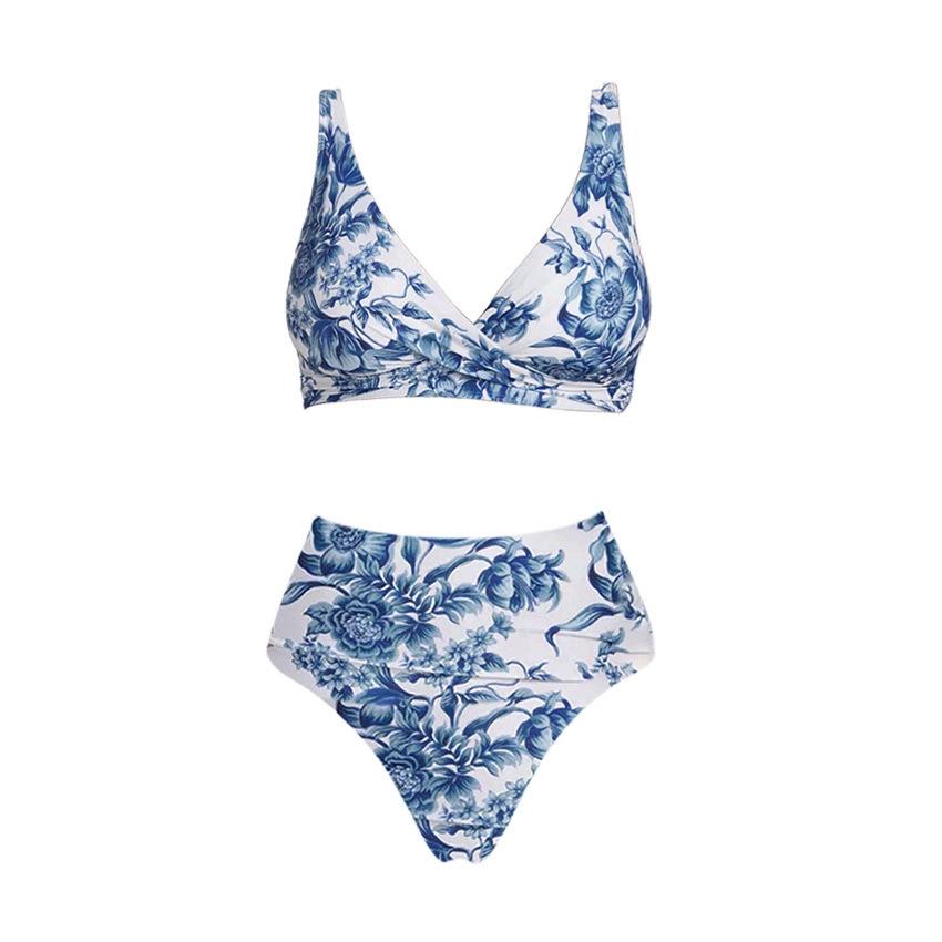 European and American bikini flower vacation split swimsuit women s senior sense suit swimsuit S