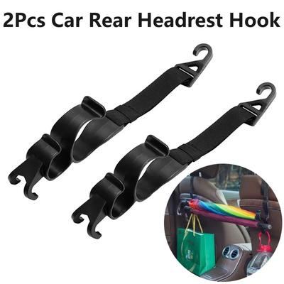 New 2Pcs Car Back Seat Hook Multi-function Rear Seat Headrest Hanging Hook Umbrella Holder Seat Back Storage Interior Organizer