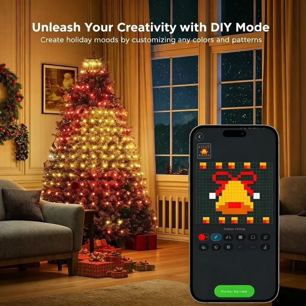 with Star Topper Smart Animated Christmas Tree Lights LED String Lights Outdoor Indoor Use