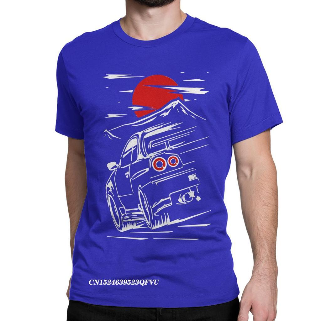 New Men T-Shirts Car Vintage Premium Cotton Tee Shirt Japanese Print Tops T Shirts Clothes