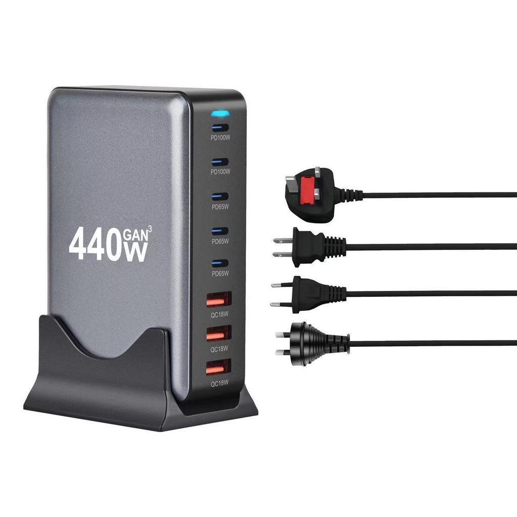 440W Multi-Port Gallium Nitride PD Charger with 8 Ports and PD100W Adapter