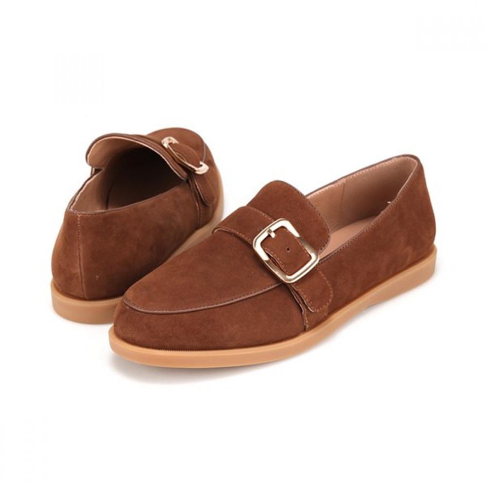 BARBARA Lambskin Suede Buckle Loafer Bbi539br