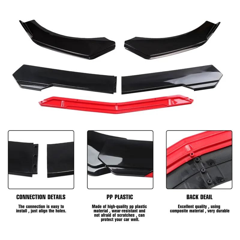 5 pcs universal car front bumper lip body kit spoiler canard splitter diffuser carbon fiber front bumper cover lip front spoiler