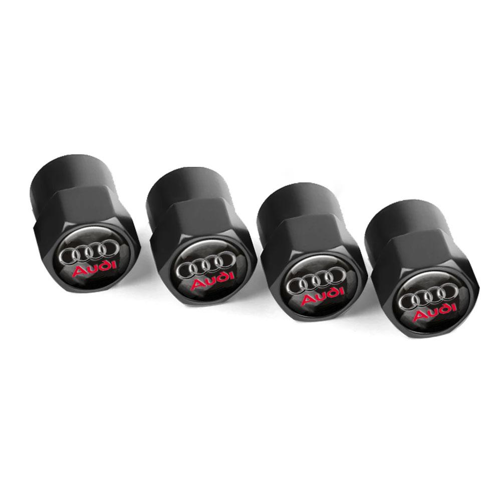 For Audi 8P 4Pcs 3D Metal Wheel Tire Valve Caps Dust-proof Cover For Audi TT A3 Q3 A6 C6 Q5 Q2 A7 RS Sline S5 S4 A4 B9 A5 Q7 Car Accessories