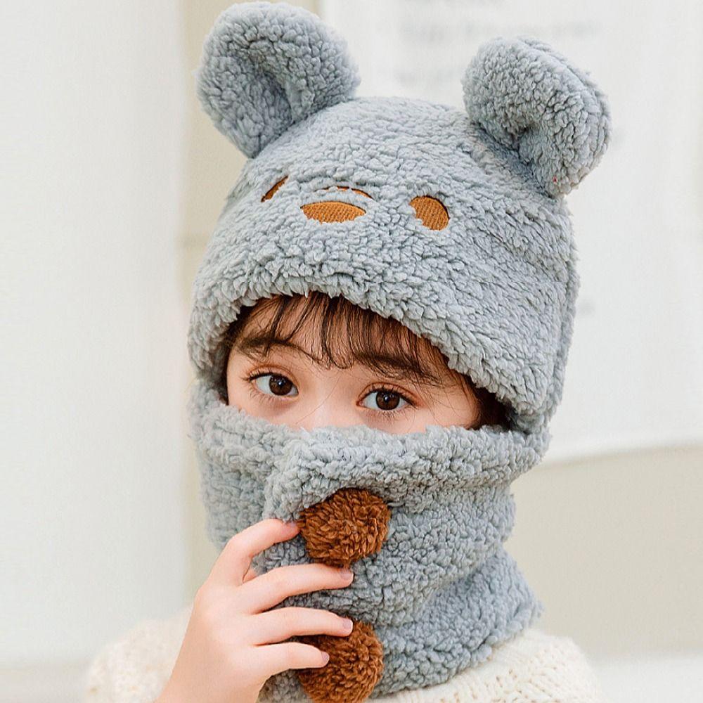 Cold Proof Scarf Hat Windproof Pullover Hat Cute Ear Protection Hat  for Children