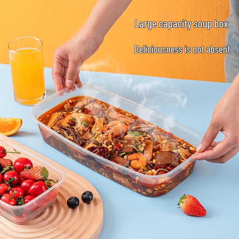 Disposable 750ml Clear Plastic Food Containers with Lids