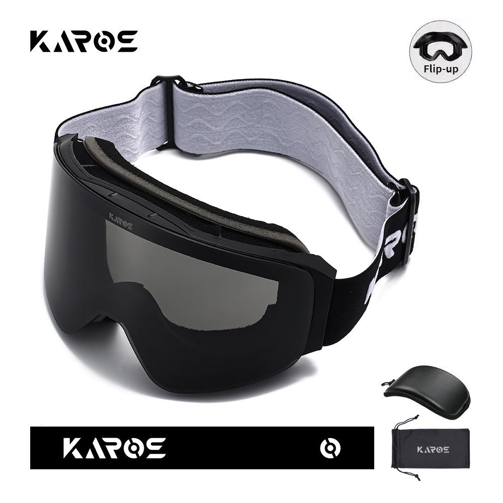KAROS Flip-up ski goggles, unisex, winter anti-fog eyewear, snow goggles, suitable for snowboarding, mountaineering, and hiking