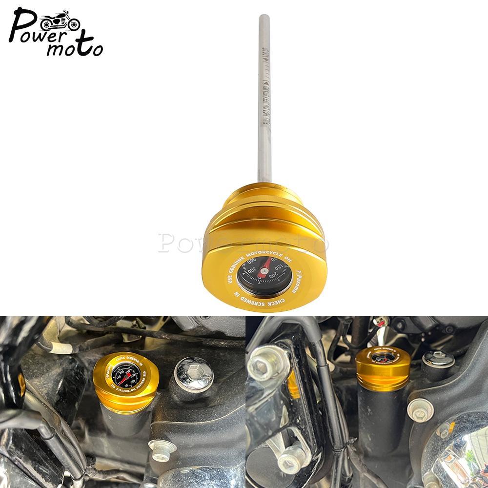 Motorcycle Engine Oil Dipstick W/ Plug Oil Temperature Gauges For Harley Touring Electra Glide FLH FLHFB FLHT P K KL CU 2017-24