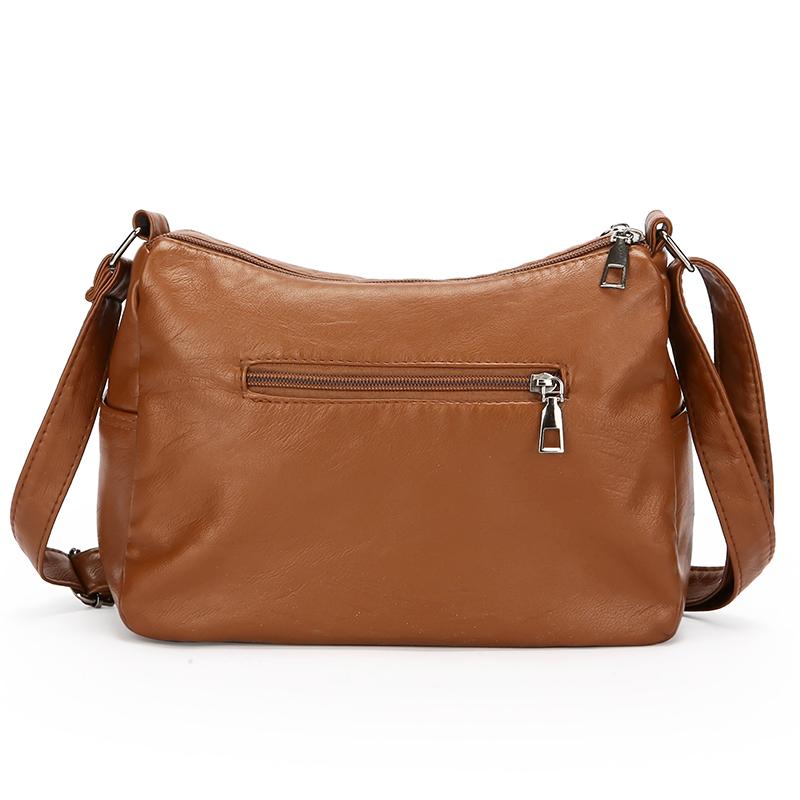 Damentasche Weiches Leder Mehrschichtige Schultertasche Einfarbige Umhängetasche Leichte Muttertasche