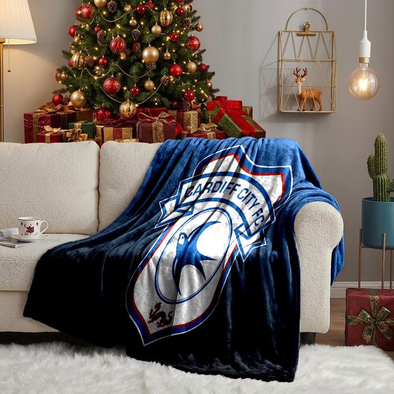 Cardiff Fc Crest Throws Blanket Flannel Blankets Plush for Couch Bed Gifts for Men Women Travel picnic blanket Christmas fan gifts