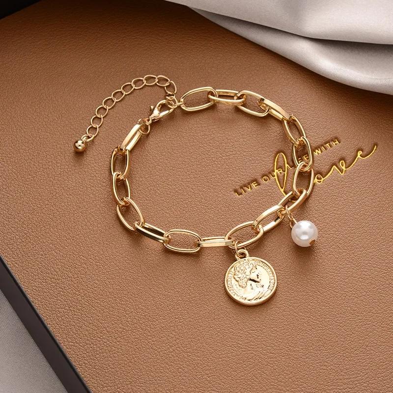 Creative Design Pull Yellow Adjustable Zircon Bracelets for Women Charm Gold Color Stainless Steel Chains Bangles Party Jewelry