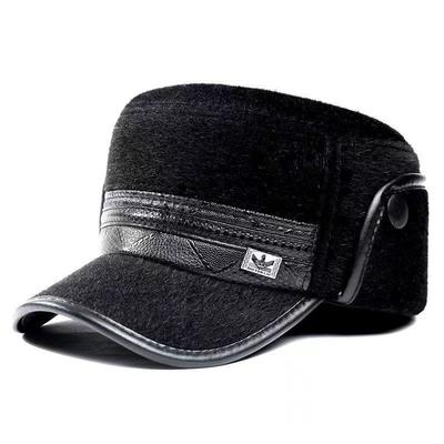 Mink Hair Winter Hat Men's Dad Warm Flat Hat Grandpa Old Man Fleece Ear Protector Cotton Hat