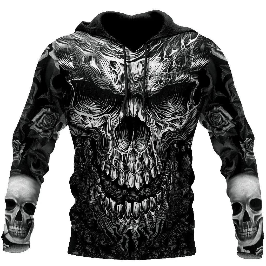 Hanorace Bărbați Goth Craniu Imprimate 3D Modă Holloween Schelete Punk Treninguri Streetwear Pulover Oversize Toamnă și Primăvară Fierbinte