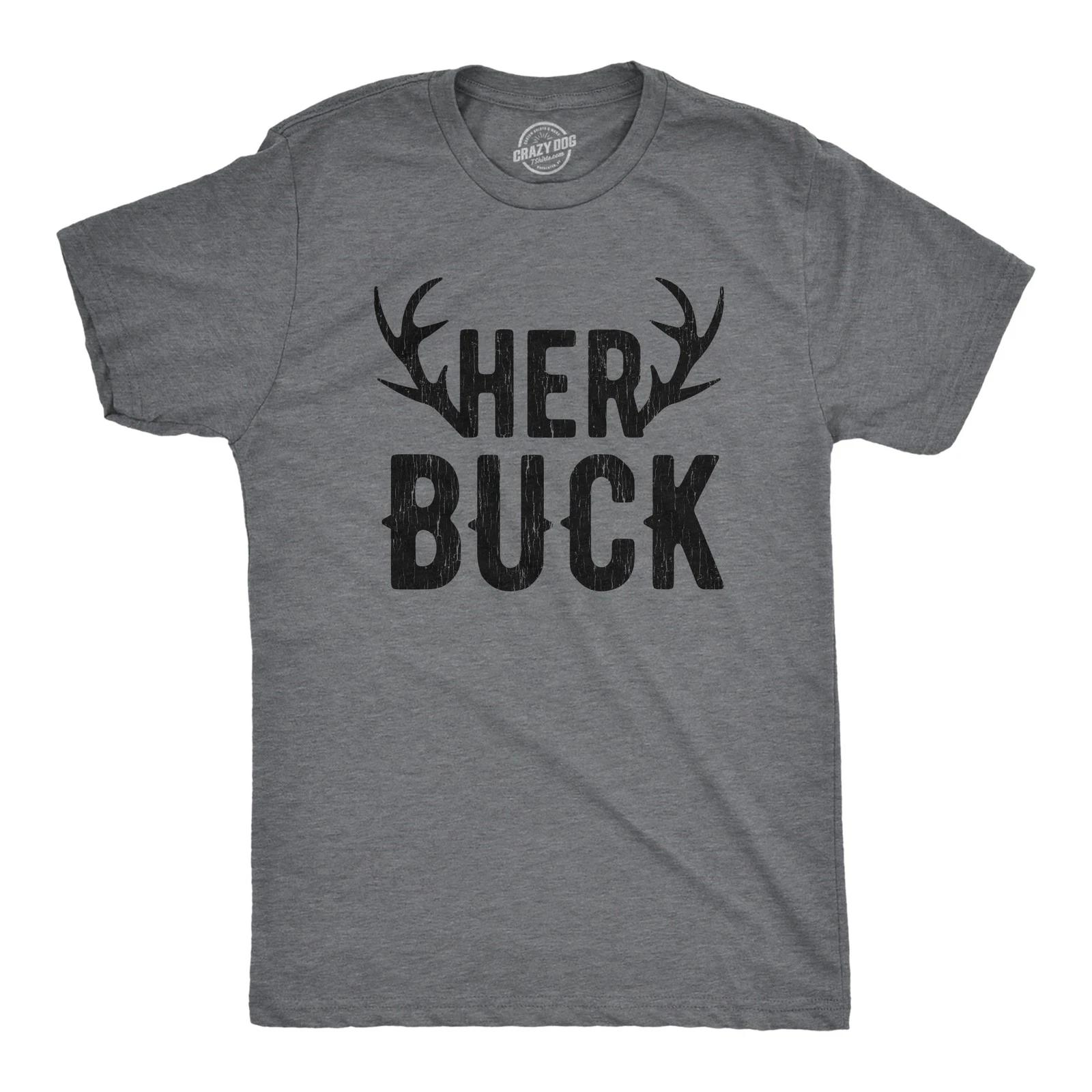 Mens Her Buck T shirt Funny Deer Hunting Couples Relationship Gift for Hunters XXL