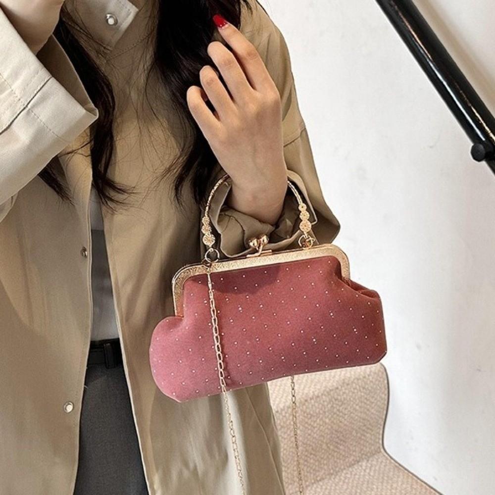 Polka Dot Ladies Evening Clutch Purse Clip Closure Retro Female Handbag Dinner Party