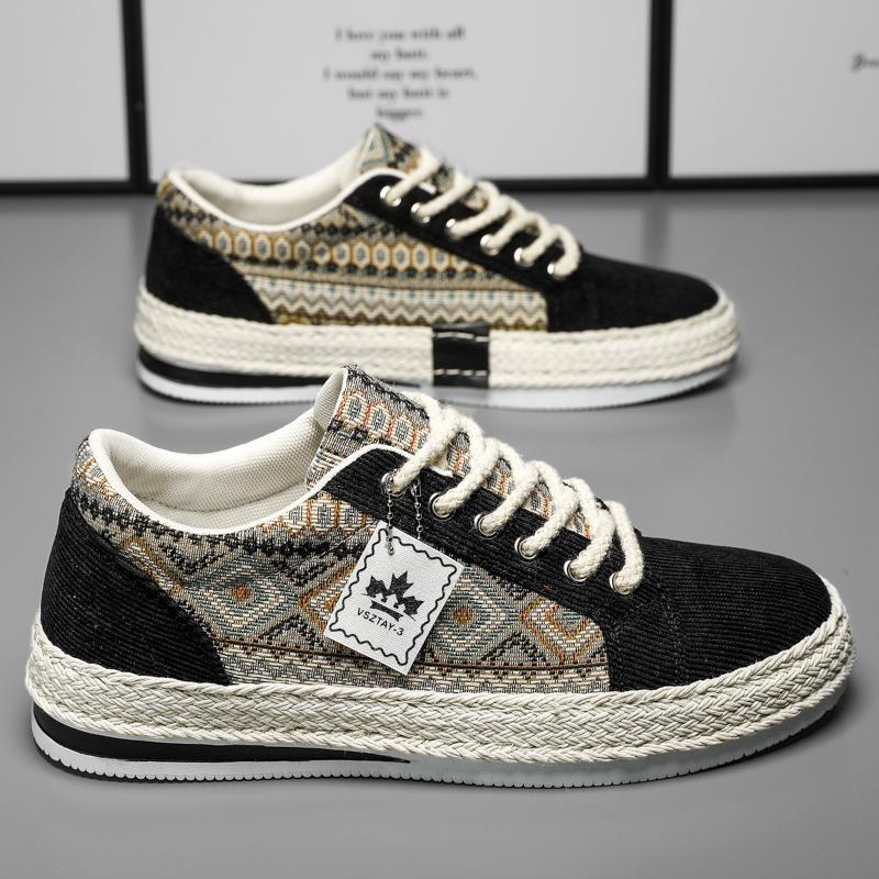 Espadrilles Herren Sneaker Flache Canvas Schuhe für Herren Yuppie Casual Laufschuhe Männlich Leinen Herrenschuhe Fischer-Sneaker Mann