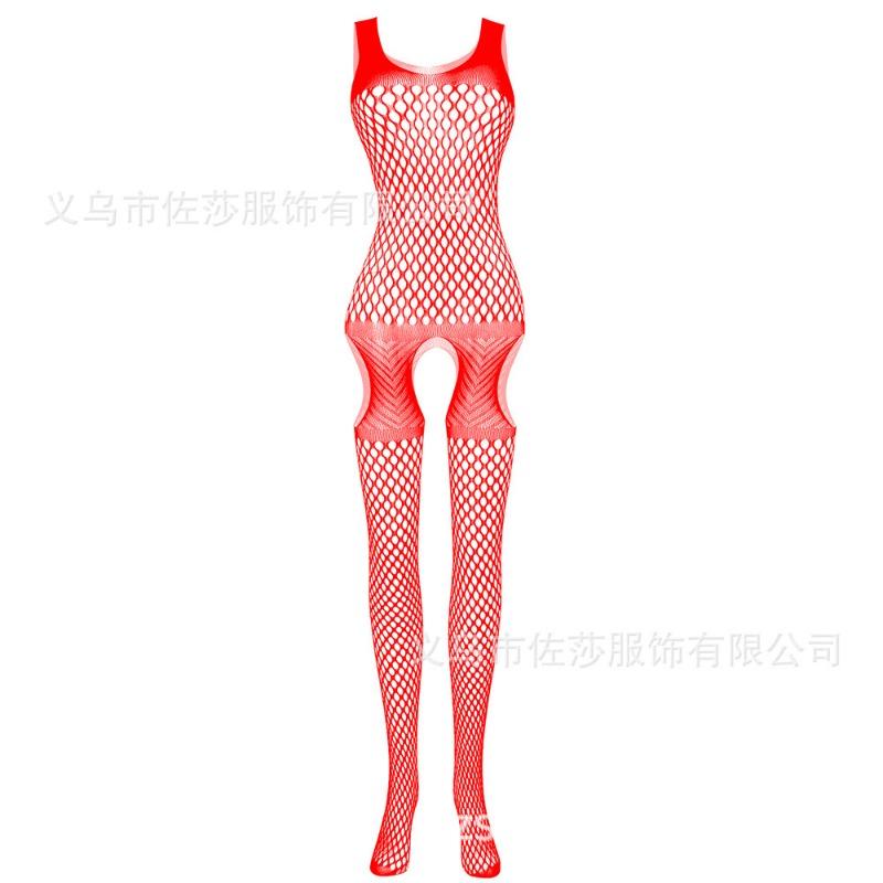 Sexy Chest Hollow Out Jacquard Crotchless One Piece Fishnet Lingerie For Women