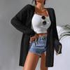 Open Front Hollow Out Knit Cardigan Long Sleeve Loose Cover Up Sweater