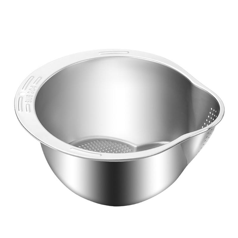 Kitchen Rice Washer Strainer Bowl Stainless Steel Fruit and Vegetable Strainer Bowl Colander Sieve for Daily Use 1