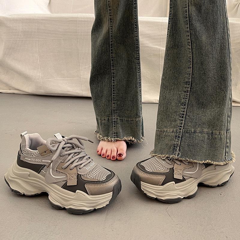 Black platform dad shoes children's spring and summer new student versatile casual foot small sports shoes