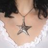 Bohemian Starfish Pendant Necklace Silver Silver Jewelry Simple Y2k Necklace Beach
