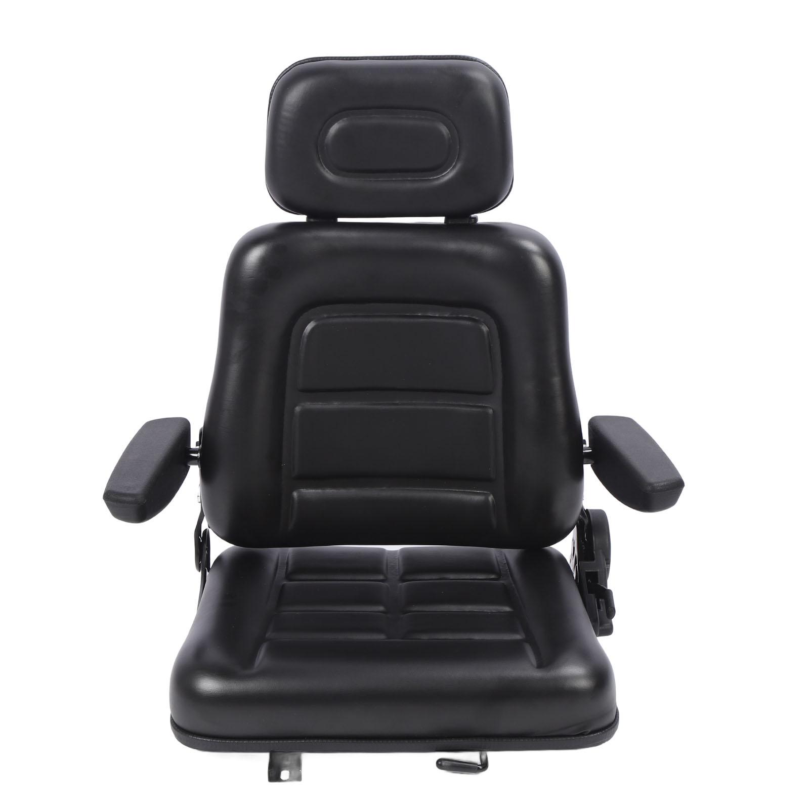 Forklift Seat with Adjustment Switch and Slide Rail 3 Level Adjustable Headrest Seat for Dumper Mower Skid Loader Telehandler With armrest