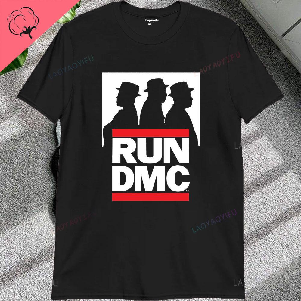 Vintage Run Dmc Hip Hop Rock Muisc Printed Graphic Male Tshirts Short Sleeve Streetwear Loose Women Tshirt Casual Fashion Tees