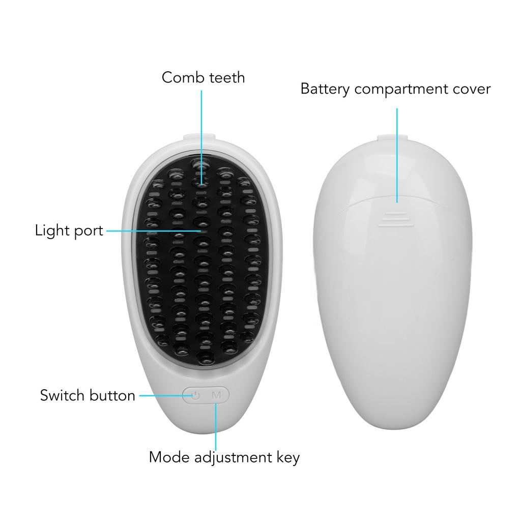 Electric Scalp Hair Scrubber Massager Brush Hair Regrowth Red Blue LED Vibrating Hairbrush Comb