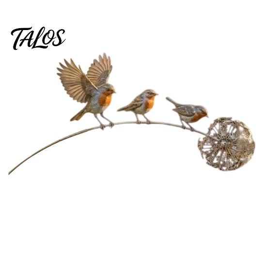 Unique Outdoor Garden Accent Animal Stake, Rustic Yard Art Decorations with Dandelion Accent, Metal Decorative Sculpture for Lawn Patio Flower Bed And