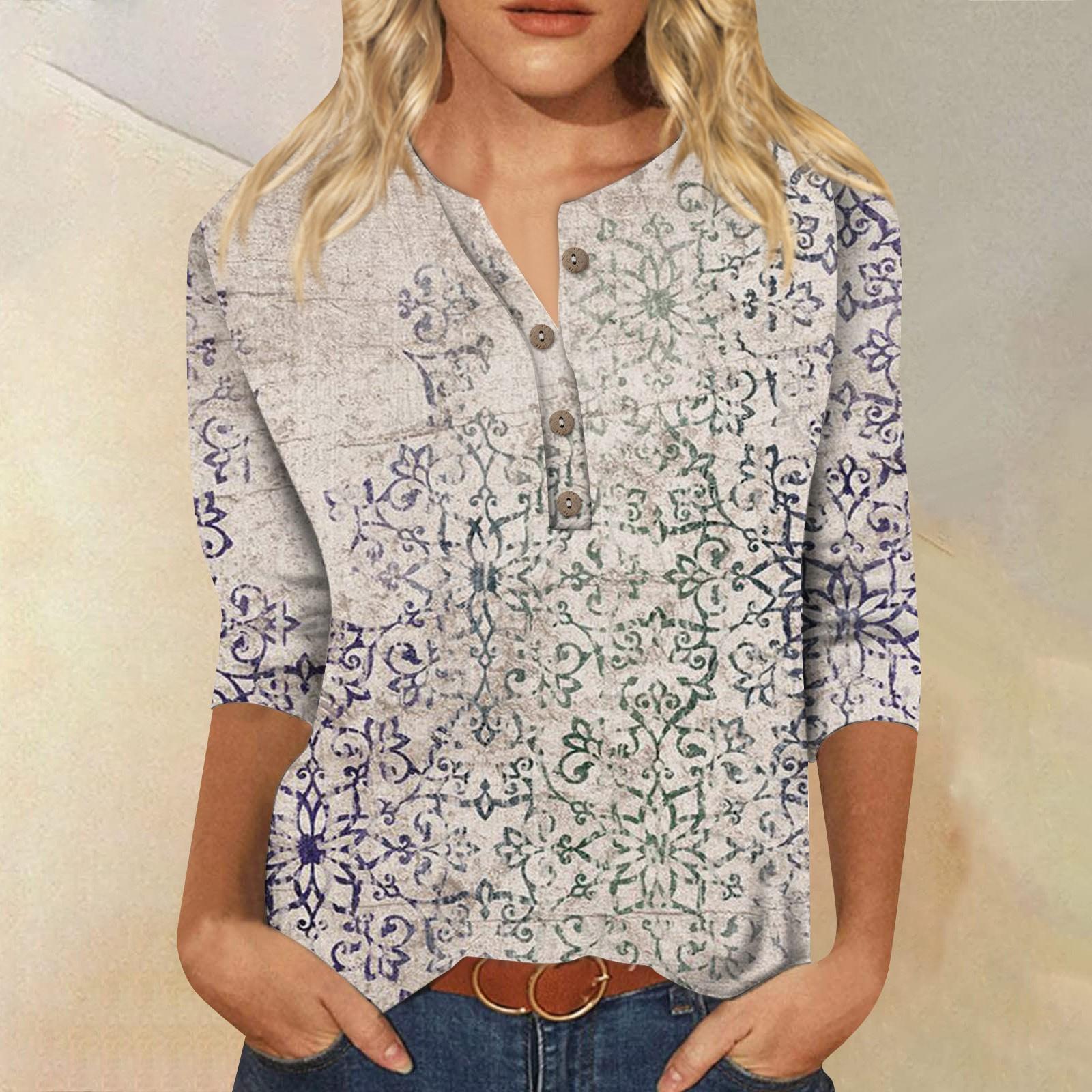 

Женская мода, повседневный топ с длинным рукавом, семь частей, пуговицы, воротник с принтом в стиле ретро L серый