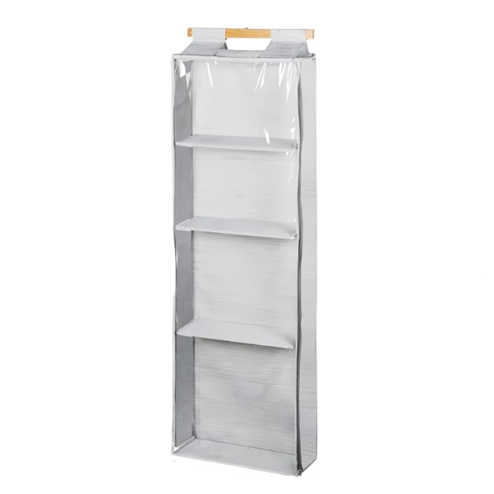 

2025 New Hanging Yarn Storage with 4 Large Pockets Clear Knitting Organizer Storage with Zippers for Crochet Lovers серый