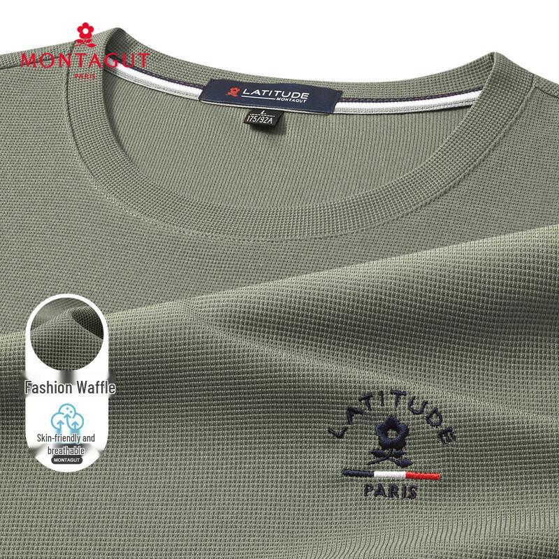 MONTAGUT Men's Soft Breathable Waffle Knit Round Neck Short Sleeve T-Shirt